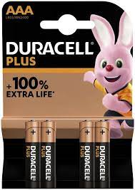 DURACELL BATTERIJEN AAA  LR03 4 STUKS - 1 10 20 30 40 50 60 70 80 90 94 - 015041