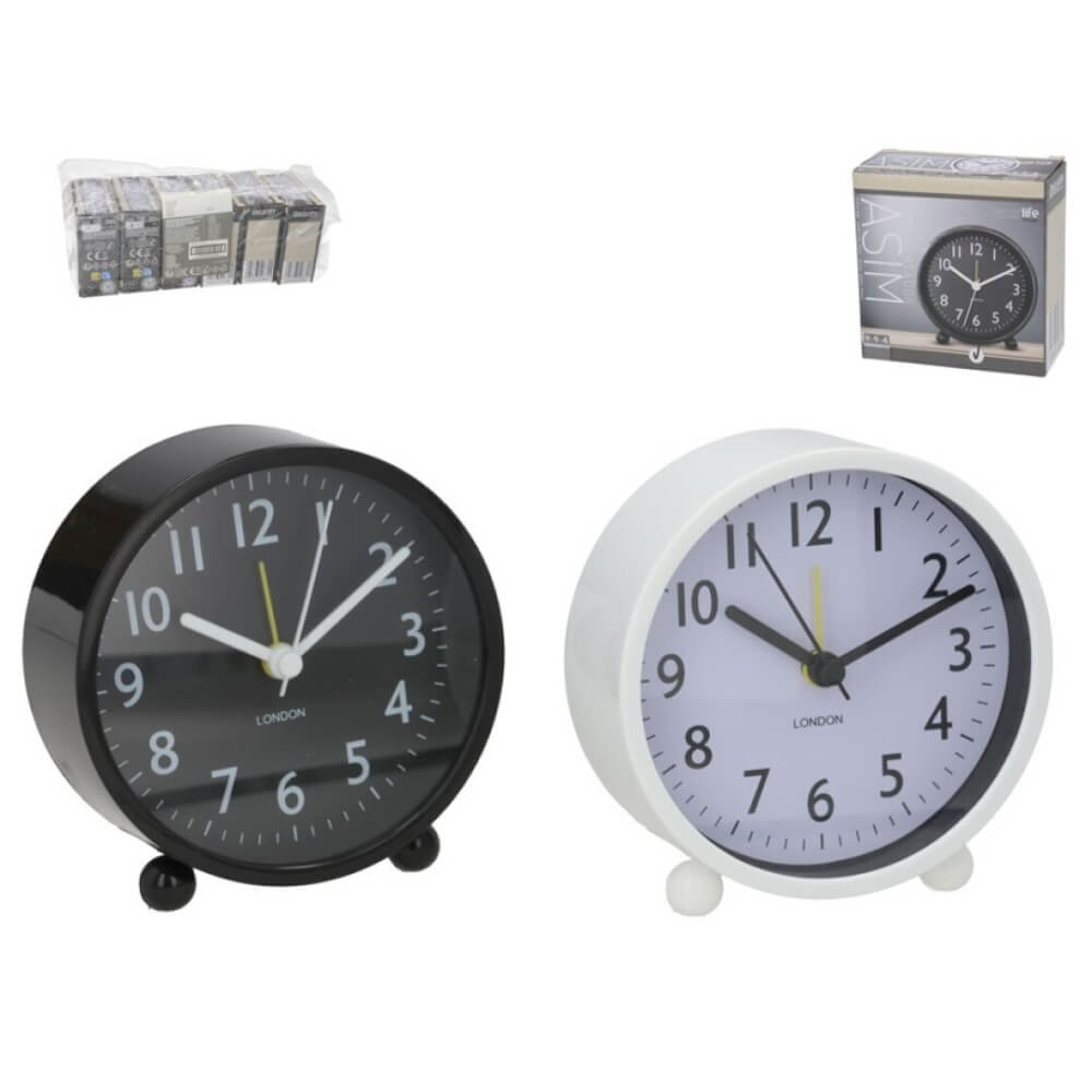 WEKKER ROND 10CM ZWART EN WIT - 10 10 20 25 - 537387