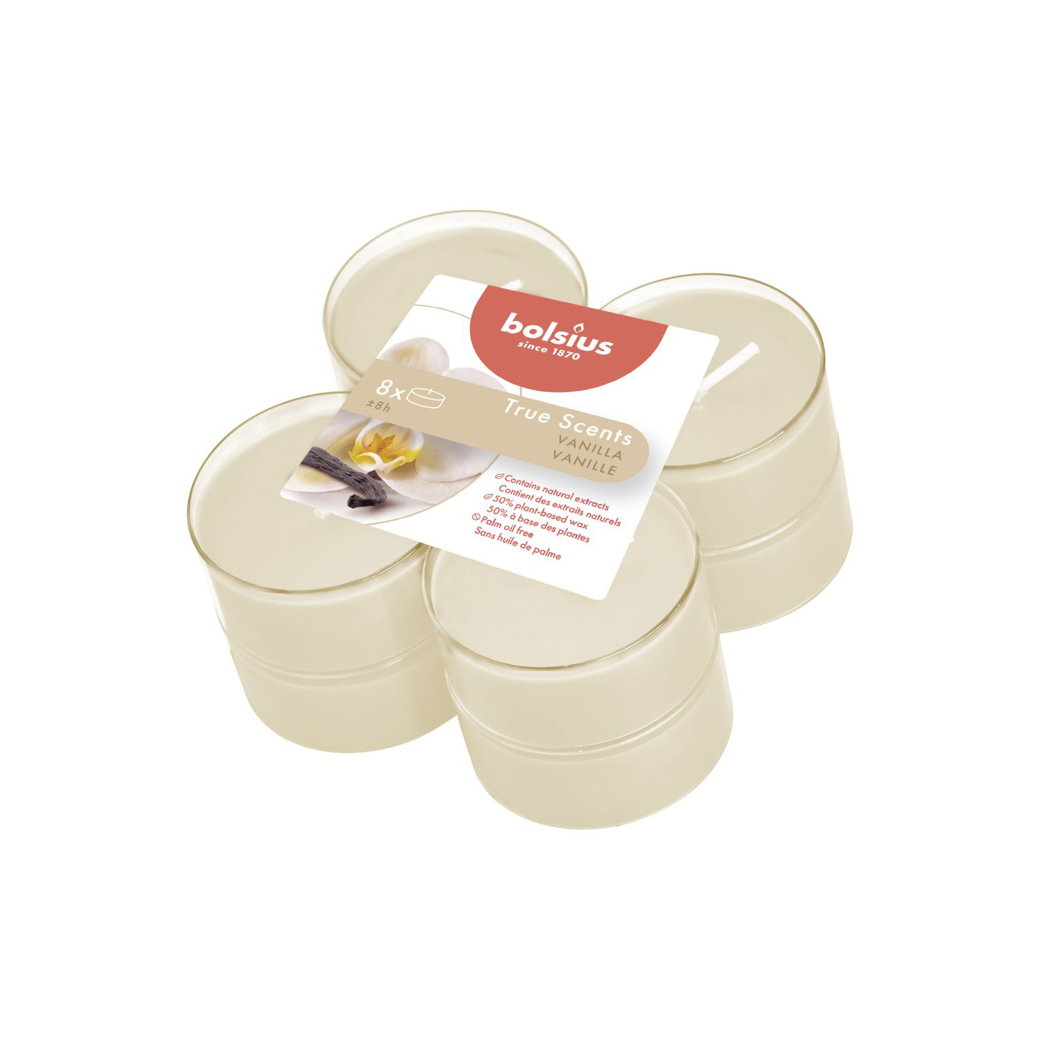 BOLSIUS GEURTHEELICHT MAXI 8ST VANILLA - 101 1875 - 510735