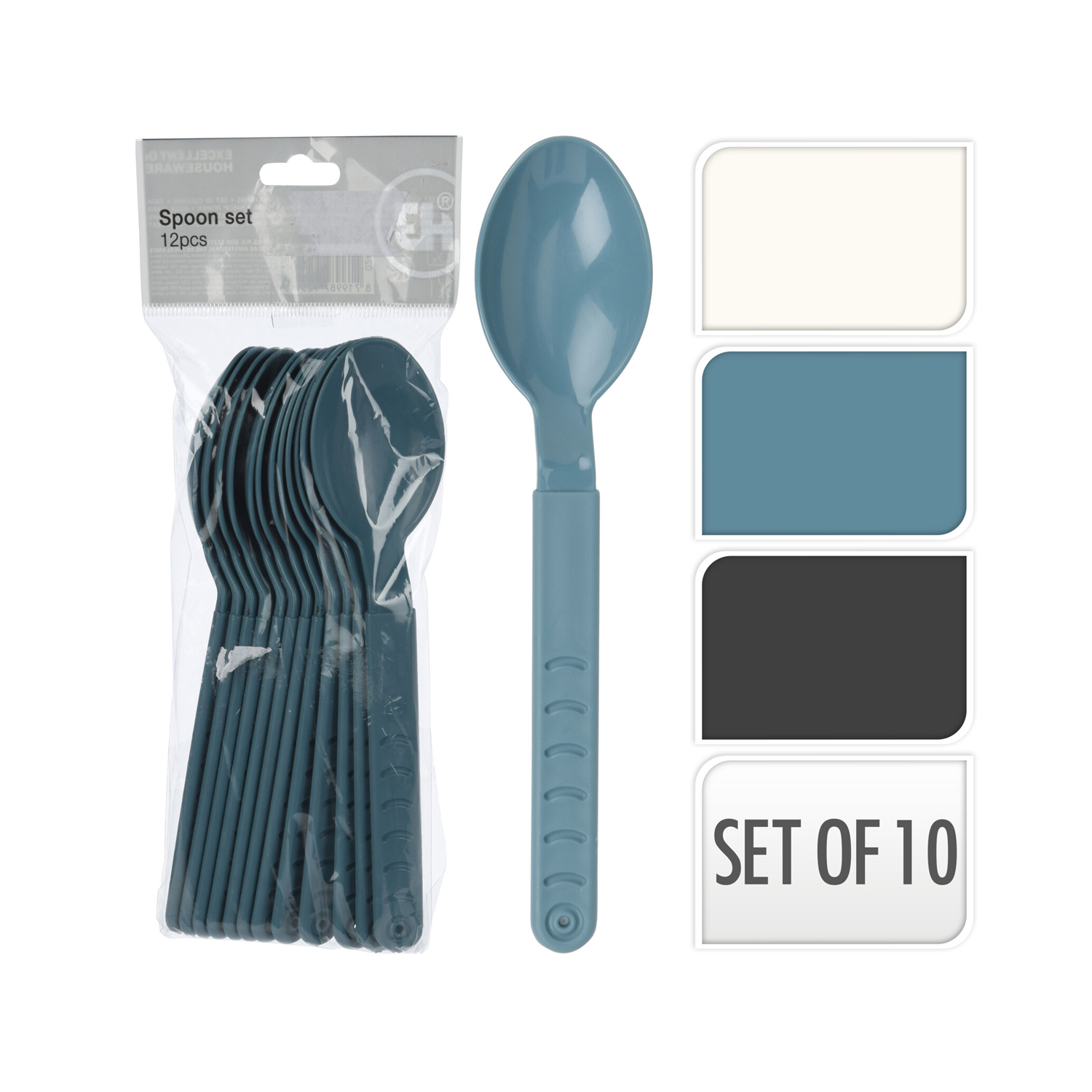 LEPELS 12 STUKS PLASTIC 18&frac12;CM 3 ASSORTI - 101 5948 - 526520