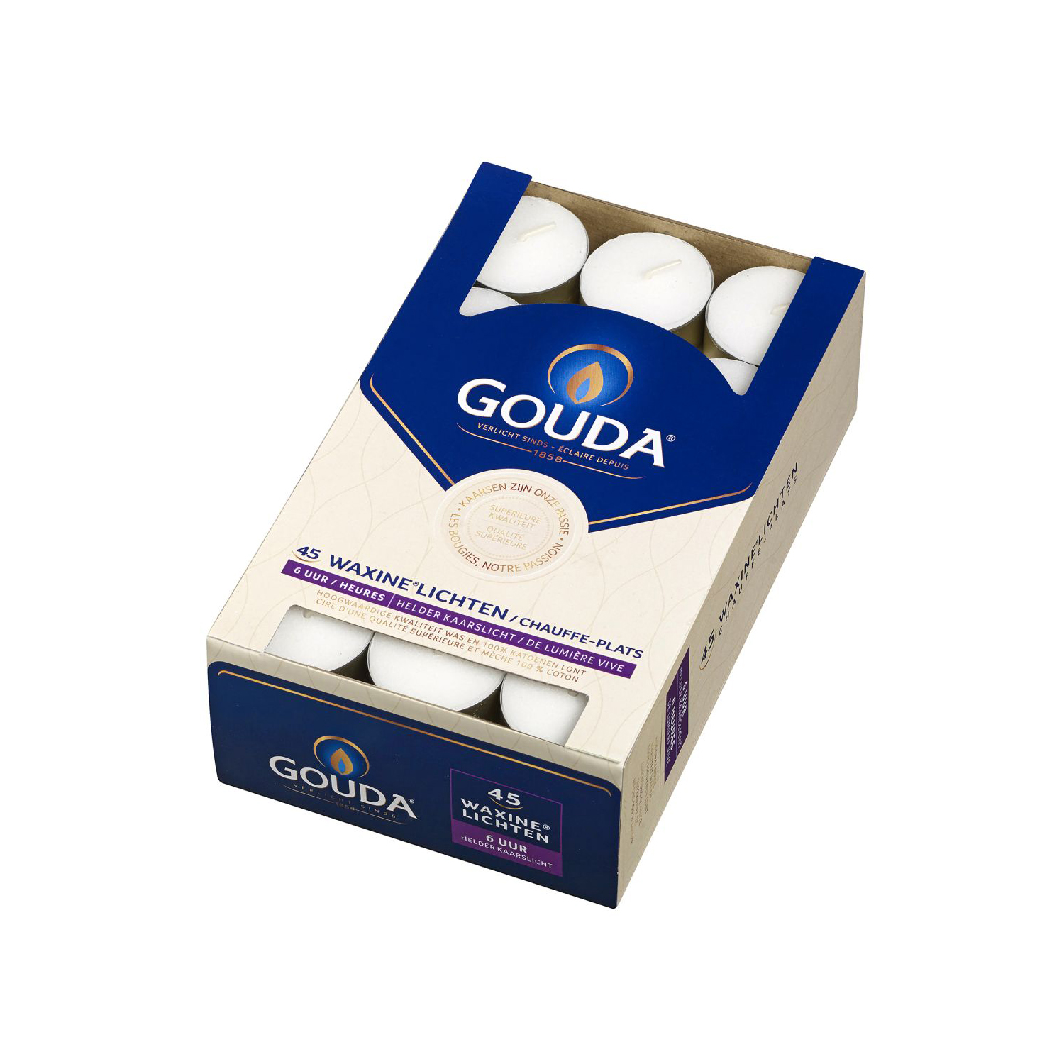 GOUDA WAXINELICHTEN 6 UURS DS 45 STUKS - 101 6700 - 416673