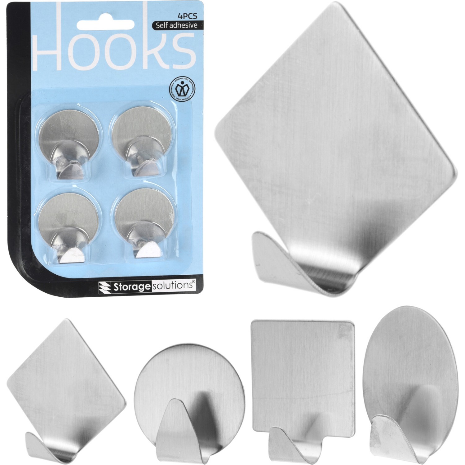 HOOKS HAAKJES RVS ZELFKLEVEND SET 4 ST - 101 8430 - 498915