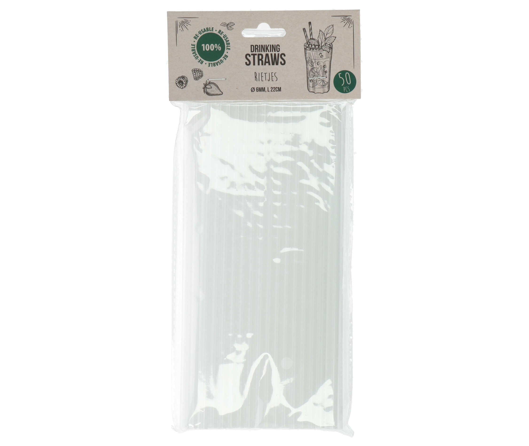 RIETJES PLASTIC 50 STUKS 22CM 6MM - 102 6870 - 523429