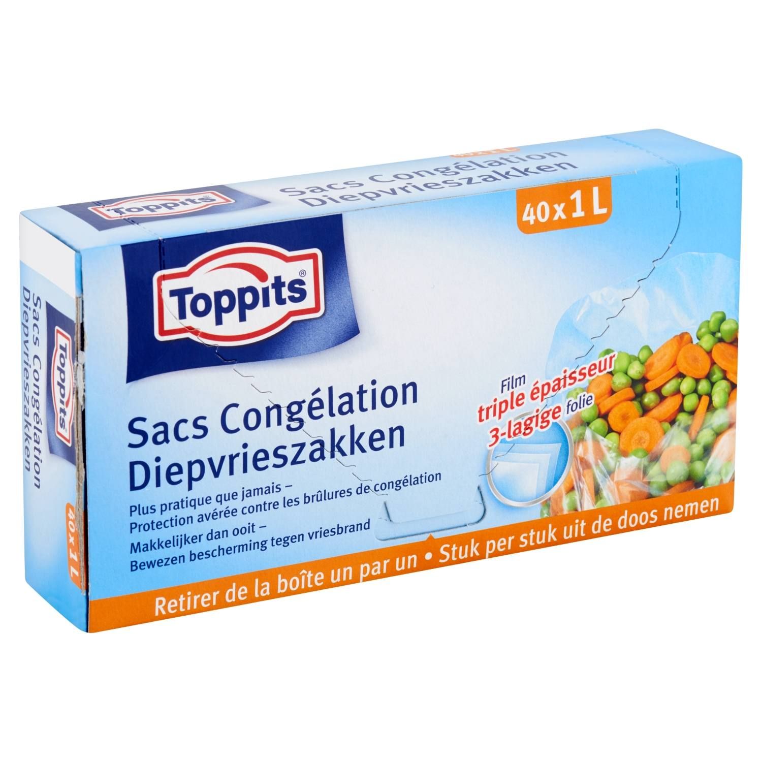 TOPPITS DIEPVRIESZAK 1L 40STUKS - 103 0714 - 017458