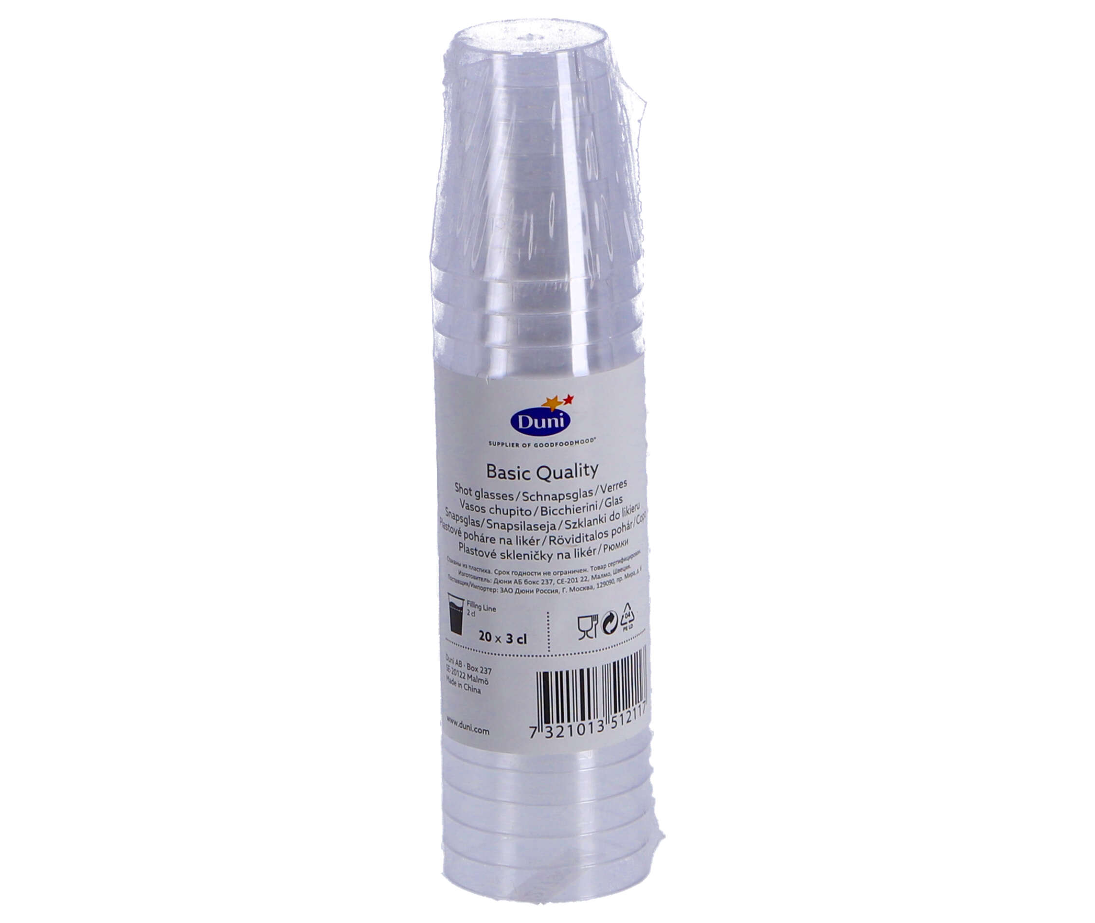 DUNI SHOTGLAS 3 CL  20 STUKS PLASTIC - 105 1211 - 503780