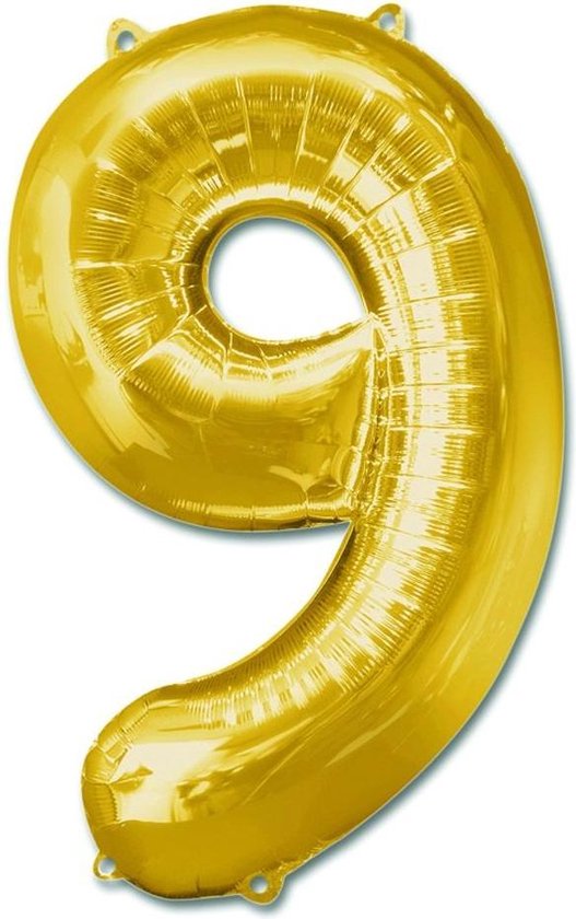 FOLIE OPBLAASCIJFER NR 9 GOUD 92 CM - 12 10 16 - 535005
