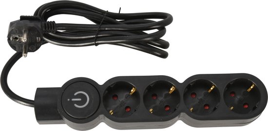 STEKKERDOOS 4VOUDIG RA+SCHAK 1,4M SNOER - 12 10 20 30 40 50 60 70 80 90 100 110 120 130 140 150 - 535690