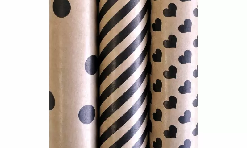 ROL KADOPAPIER KRAFT + ZWART 2MX70CM - 123 10 19 - 482530