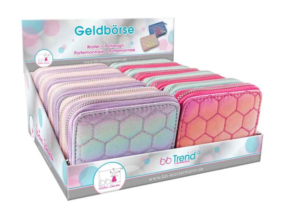 PORTEMONEE GLIMMEND 4 ASS KLEUR - 123 10 20 30 40 50 54 - 536093