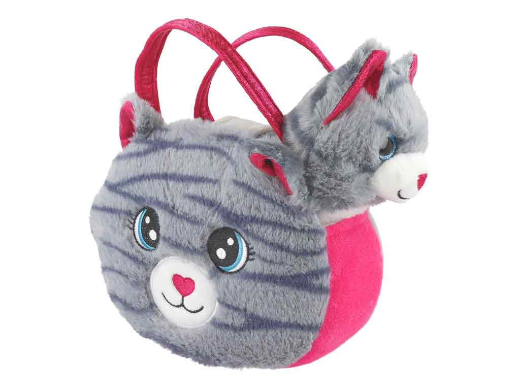 PLUCHE HANDTAS + PLUCHE POES GRIJS - 13 9 - 0010538682