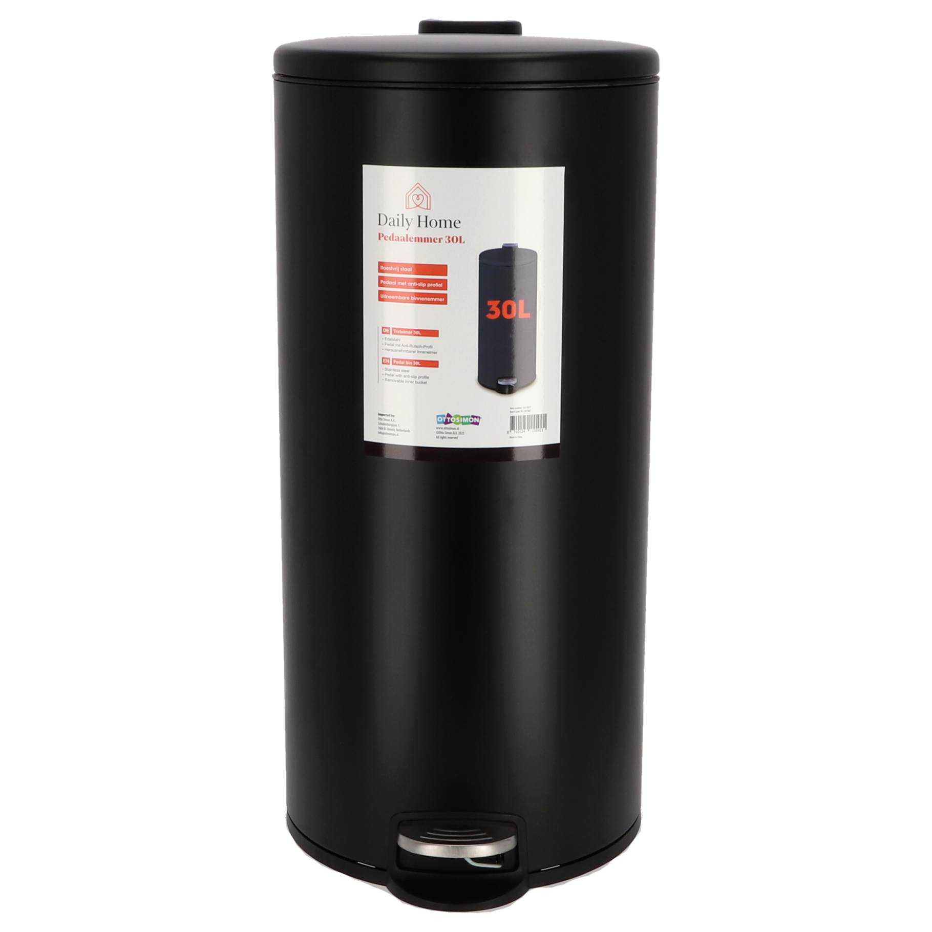 DAILY HOME PEDAALEMMER ZWART 30 lit - 142 5921 - 500213