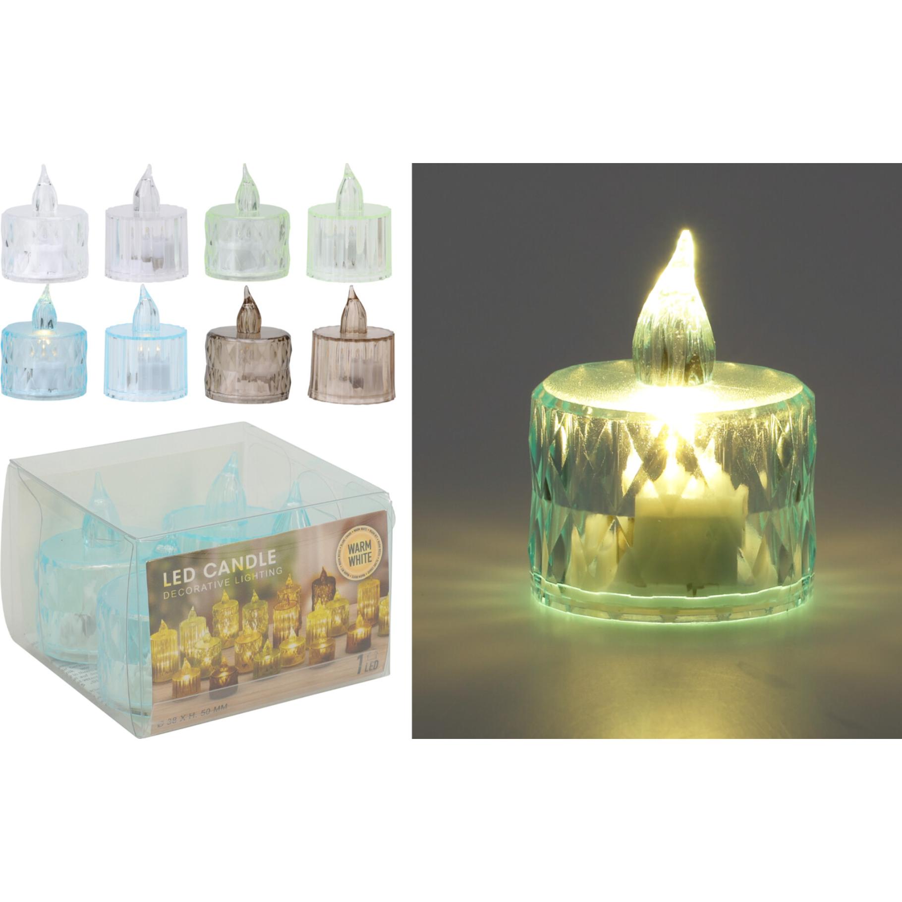 LED WAXINELICHT 4 STUKS 4 ASS KLEUR - 161 0040 - 0010538170