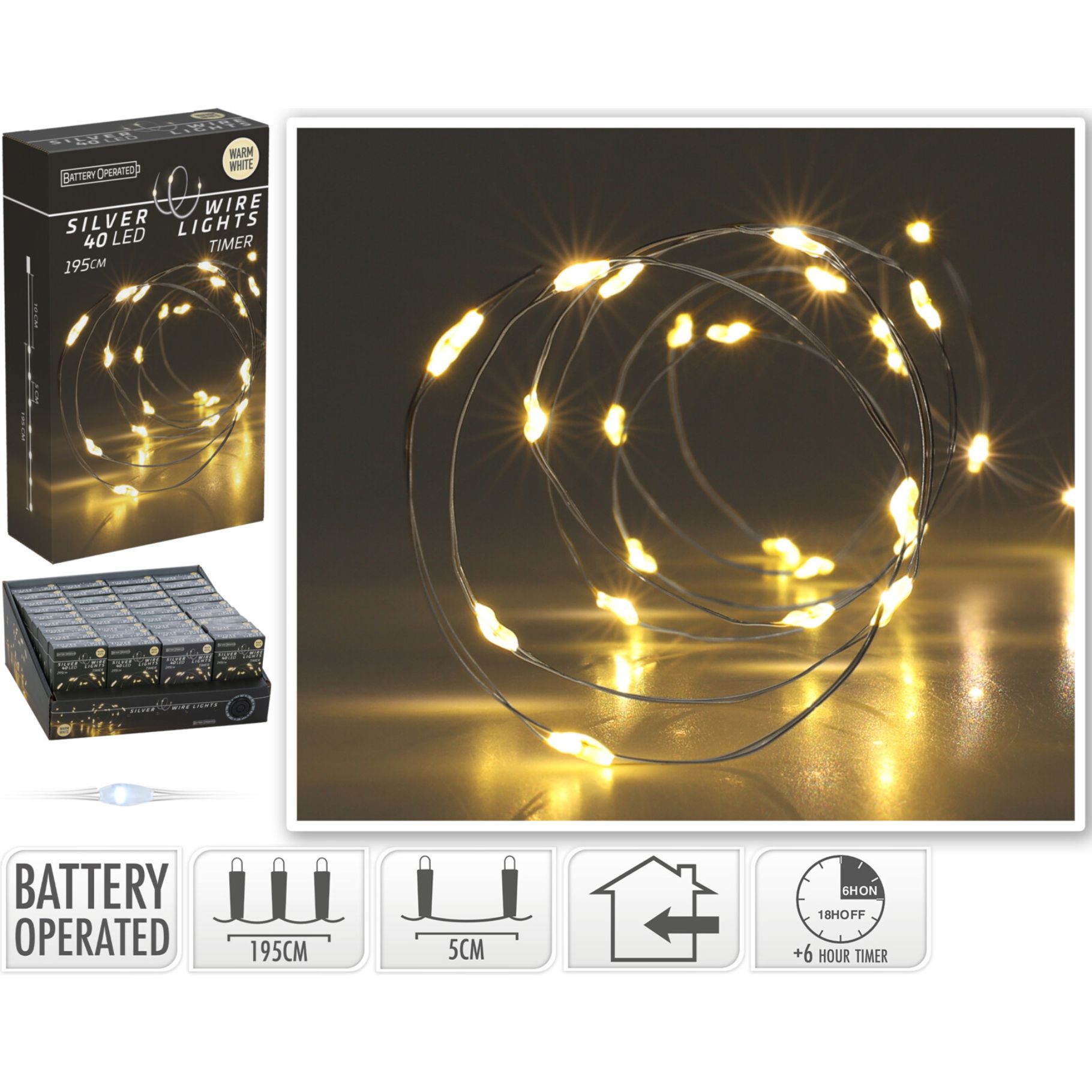 KERST ZILVERDRAAD VERLICHTING 40LED - 193 6527 - 503947
