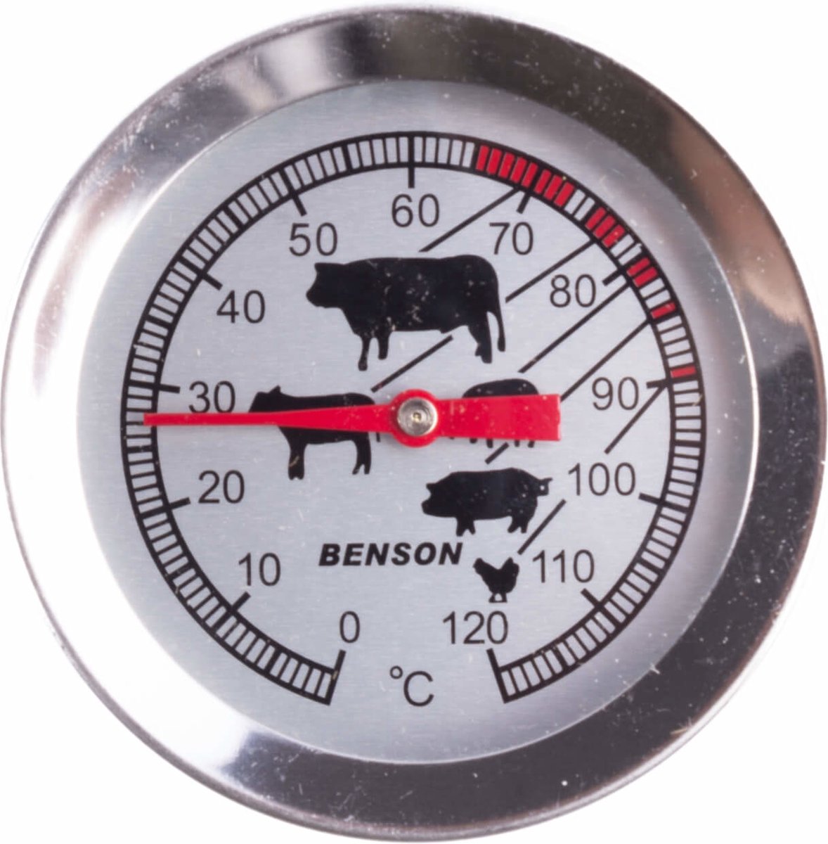 VLEESTHERMOMETER RVS 0-120GRADEN - 3 10 20 30 40 50 60 70 80 90 100 110 120 130 140 150 160 170 180 190 200 204 - 530498