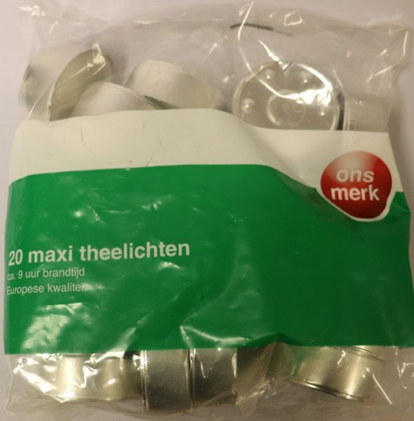 ONS MERK THEELICHT MAXI 20 STUKS - 4 10 20 30 40 50 60 70 80 90 100 110 113 - 020332