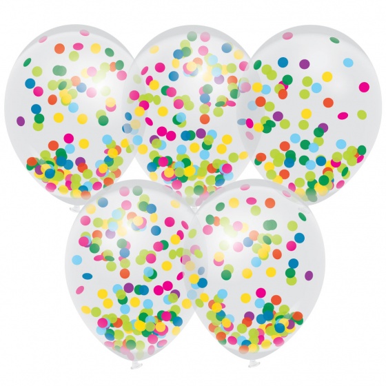 CONFETTIBALLONNEN MET MULTICOLOR 5 STUKS - 4 10 20 30 40 50 60 70 80 90 100 110 120 130 140 150 160 170 180 190 200 207 - 523170