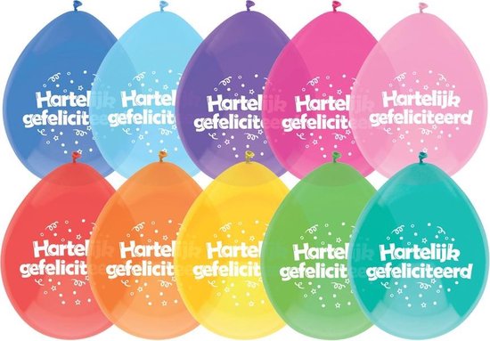 BALLONNEN HARTELIJK GEFELICITEERD 8STUKS - 4 10 20 30 40 50 60 70 80 90 100 110 120 130 140 150 160 170 180 190 200 209 - 523173