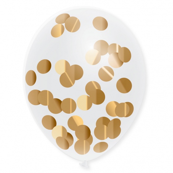 CONFETTIBALLONNEN METALLIC GOUD 5 STUKS - 4 10 20 30 40 50 60 70 80 90 100 110 120 130 140 150 160 170 180 190 200 210 - 523177