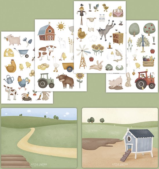 LITTLE DUTCH RAAMSTICKERS LITTLE FARM - 5 10 20 30 40 50 60 70 80 83 - 534918