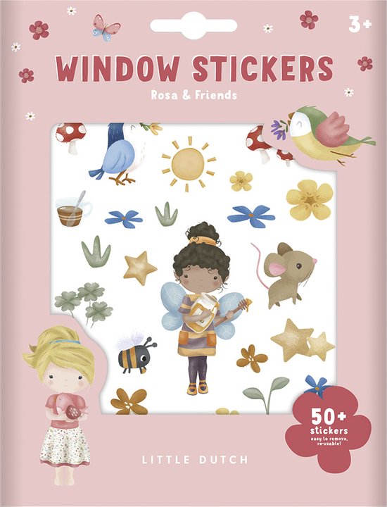 LITTLE DUTCH RAAMSTICKERS ROSA &amp; FRIENDS - 6 10 20 30 40 50 56 - 534917