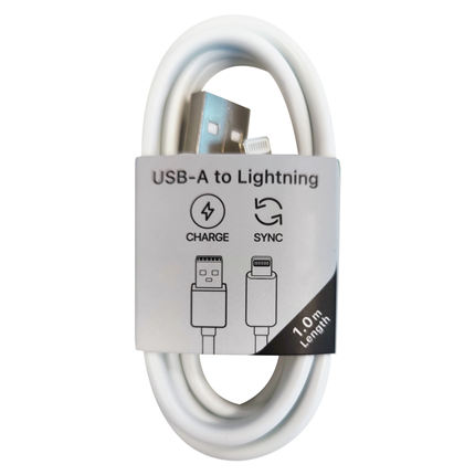 MUSTHAVE KABEL USB-A TO LIGTNING 1M WIT - 6 10 20 30 40 50 60 70 80 90 95 - 0010537937