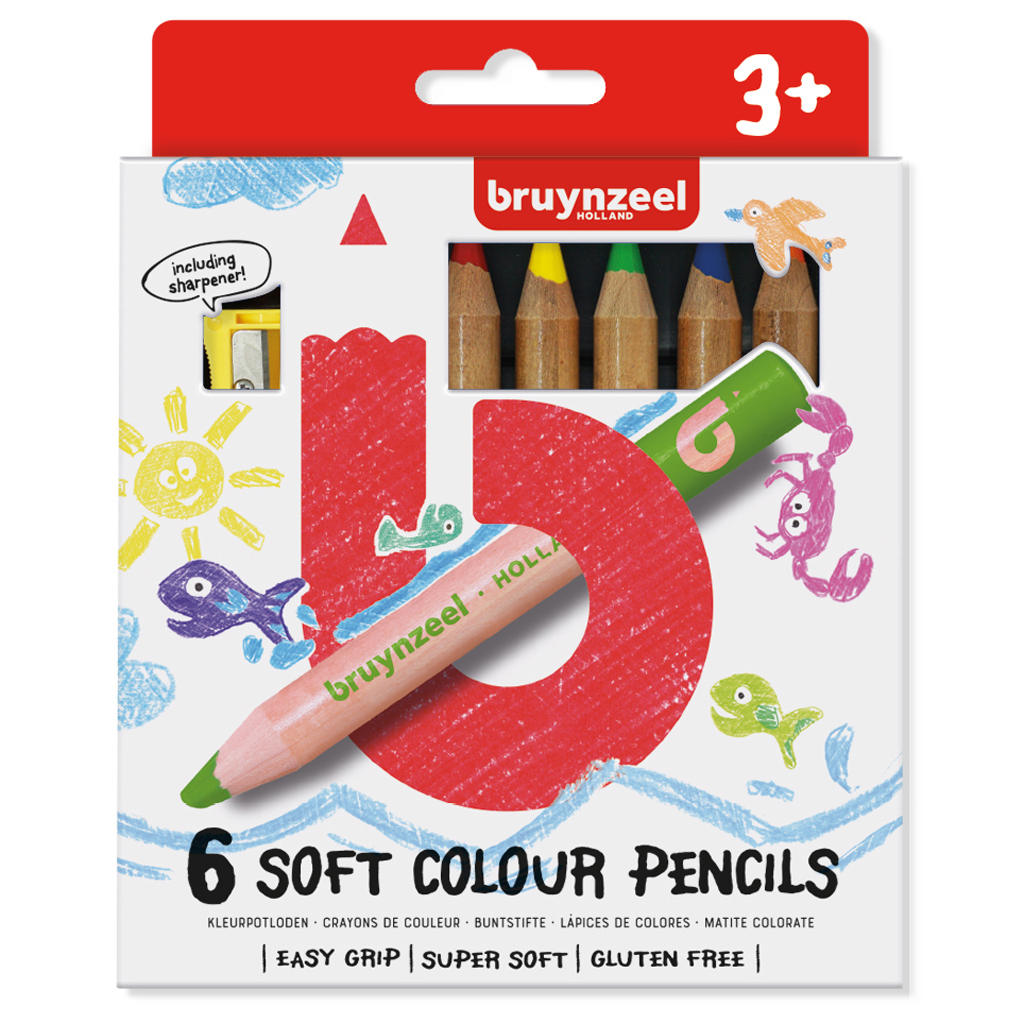 BRUYNZEEL 6 POTLODEN SOFT COLOURING - 650 0895 - 315282