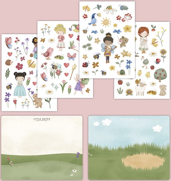 LITTLE DUTCH RAAMSTICKERS ROSA &amp; FRIENDS - 7 10 20 24 - 534917