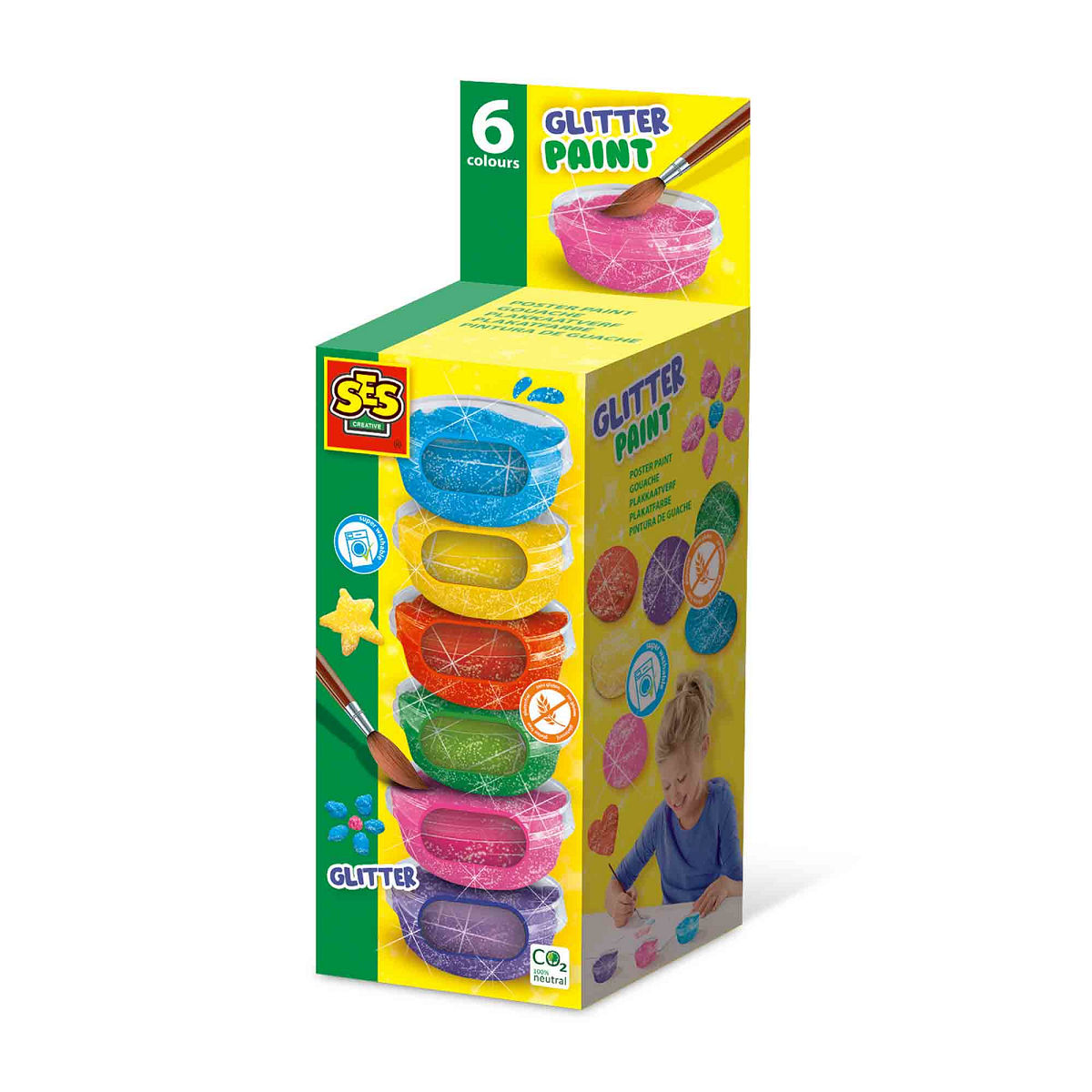SES PLAKAATVERF GLITTER 6 KLEUREN X45ML - 8710341003845 - 0010537846