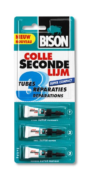 BISON SECONDE LIJM 3 TUBES 1 GRAM - 8710439102962 - 292596