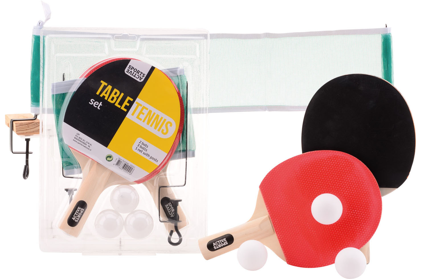 TAFELTENNISSET NETJE 2 BADJES& BALLETJES - 8711866202416 - 342998