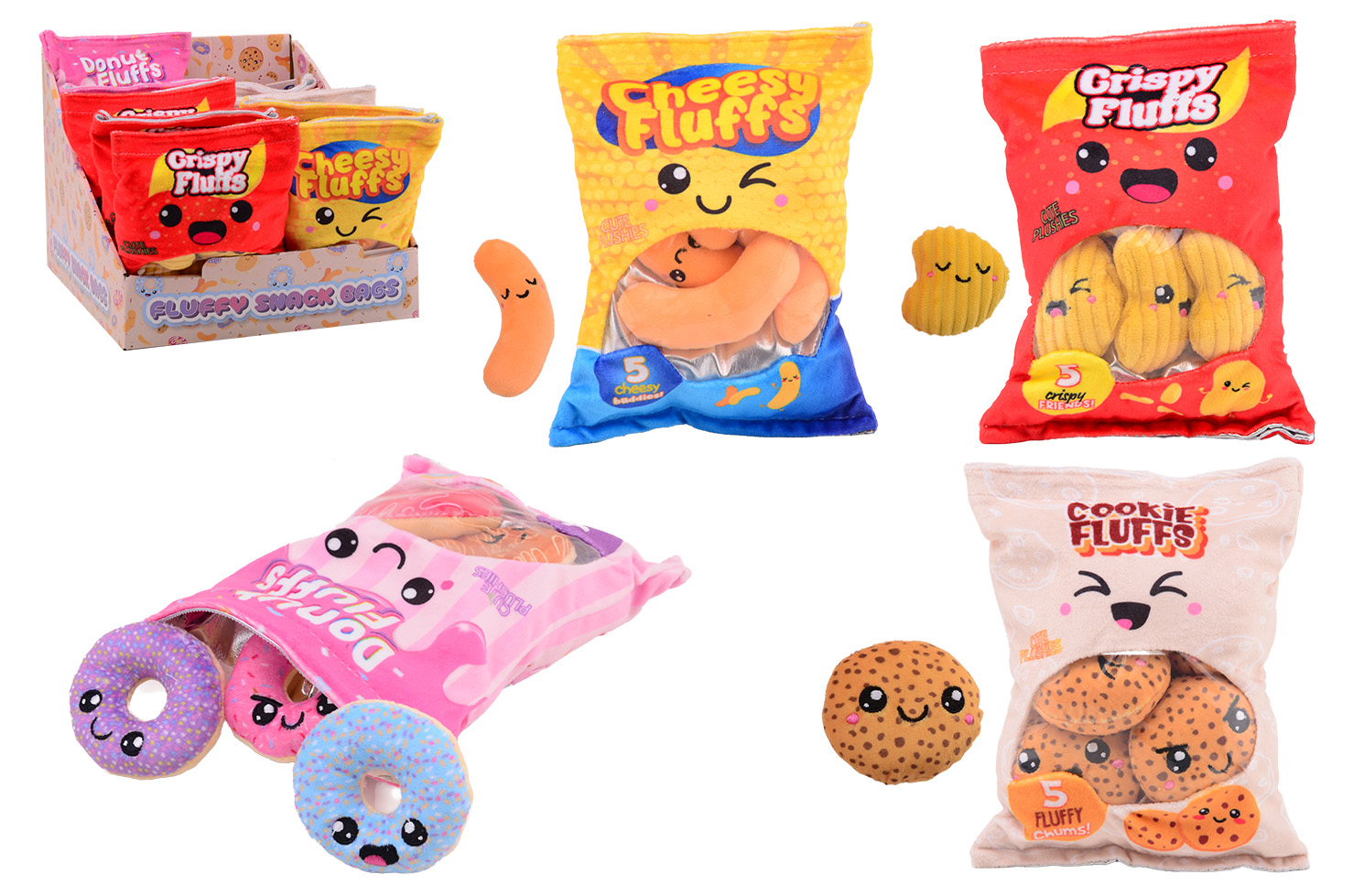 PLUCHE SNACK ZAKJES ASSORTI IN DISPLAY - 8711866245918 - 0010547854