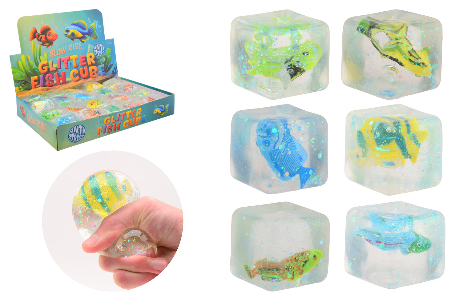 SLOW RISE GLITTER KUBUS MET VIS ASS - 8711866246250 - 0010547886