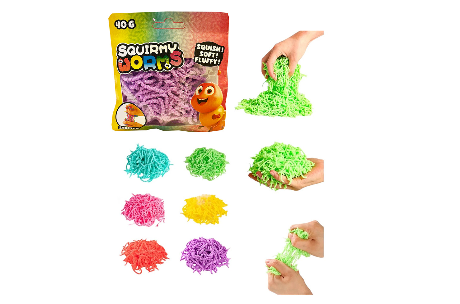 SQUIRMY WORMEN 40 GRAMS IN ZAK 6 KLEUREN - 8711866246533 - 0010547910