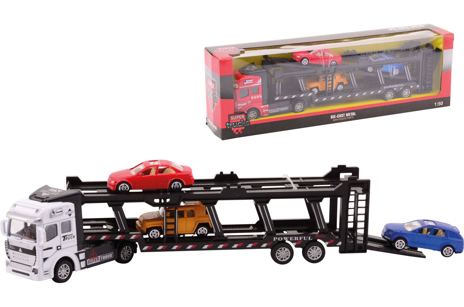 AUTOTRANSPORTER DIE CAST MET 3 AUTO'S - 8711866269907 - 482344