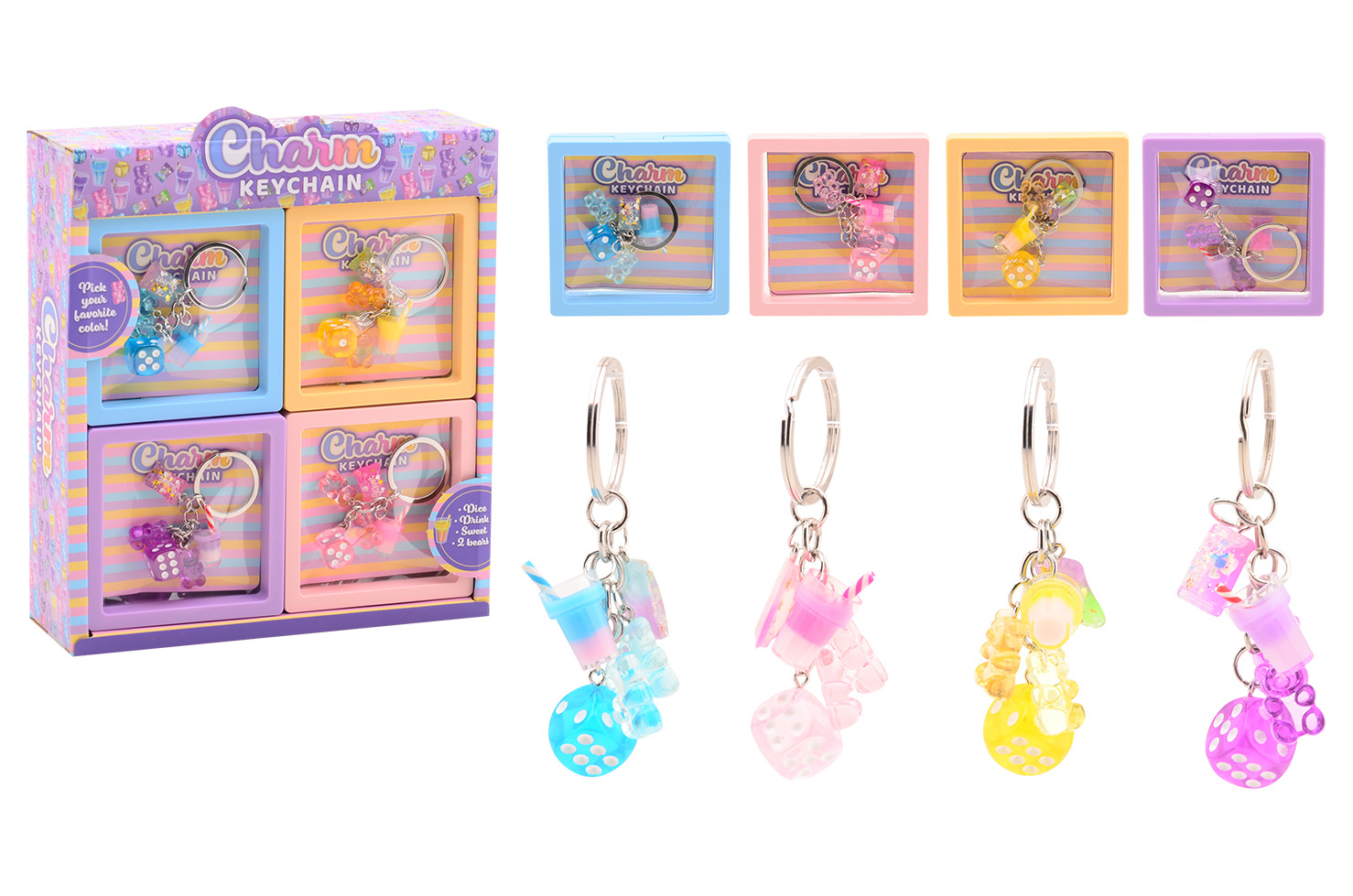 SLEUTELHANGER 4 ASS MINI CHARMS FABULOUS - 8711866277469 - 277469
