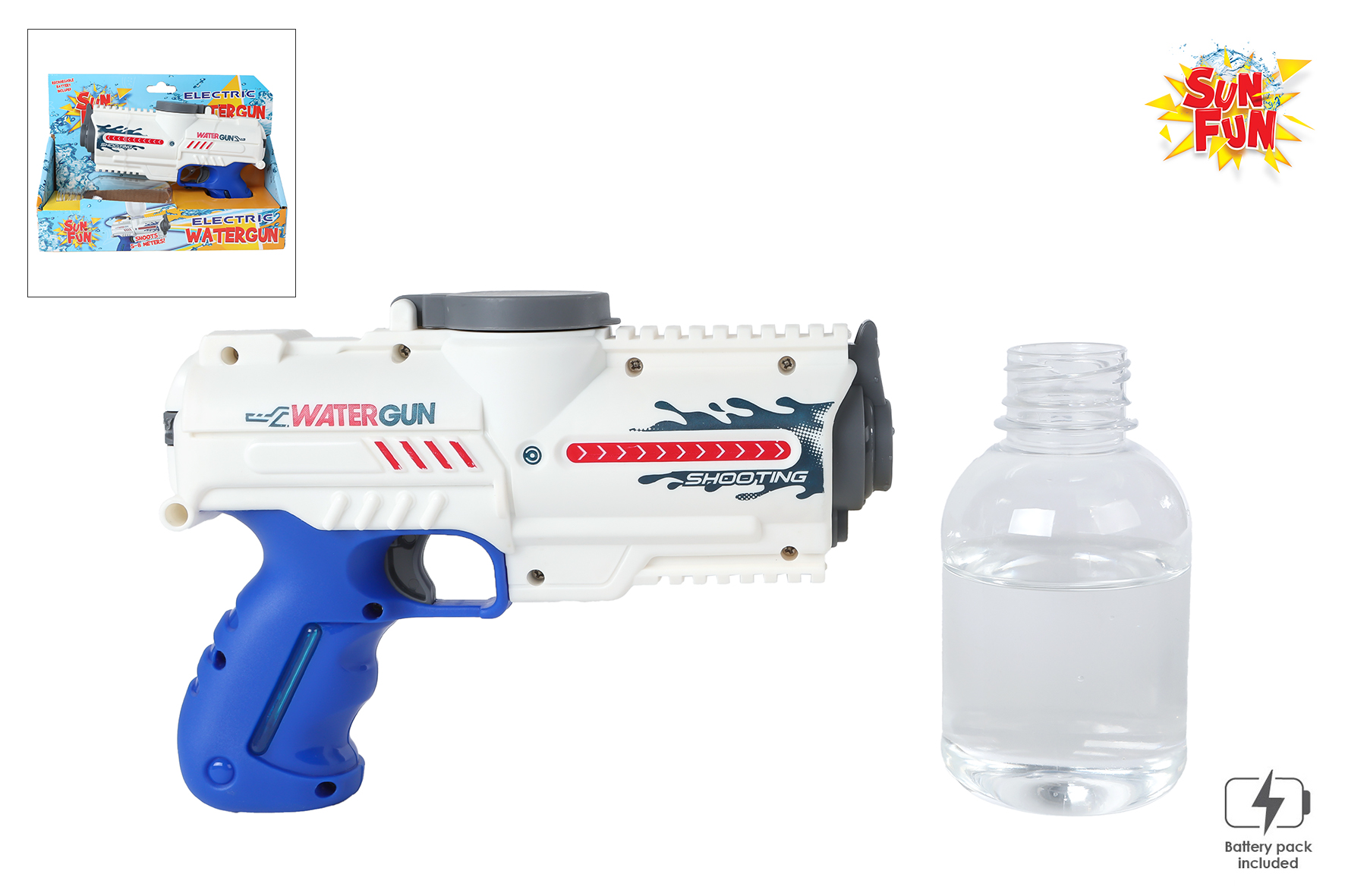 ELECTRISCH WATERPISTOOL + FLES 5-8 METER - 8713219518083 - 512948