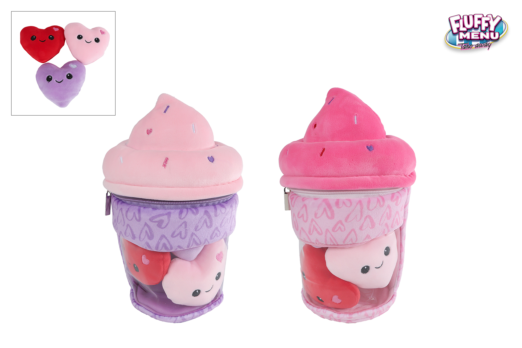 FLUFFY MENU IJSJE MET 3 HARTJES PLUCHE - 8713219569689 - 0010554733