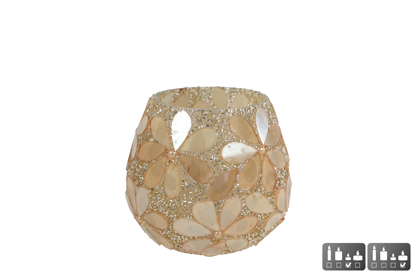 THEELICHTHOUDER NEA GOUD MOZAIEK GLAS 7X - 8713219574492 - 0010554938