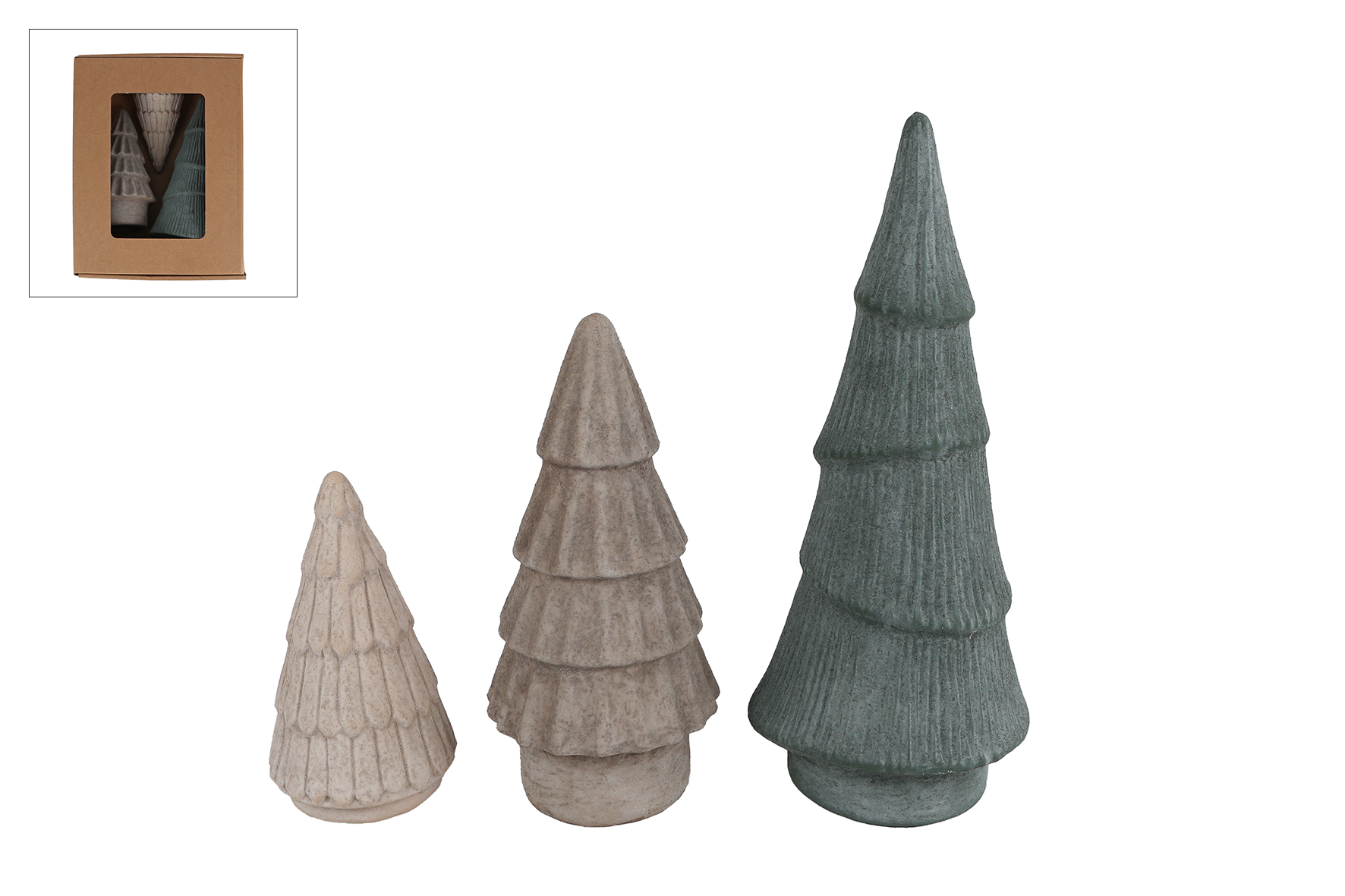SCULPTUUR TREE SET 3 STUKS AARDEWERK 11, - 8713219585825 - 0010549370