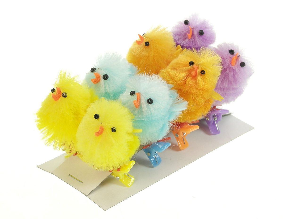 CHENILE KUIKENS OP CLIP SET 4 CM 8 STUKS - 8713619363801 - 531292