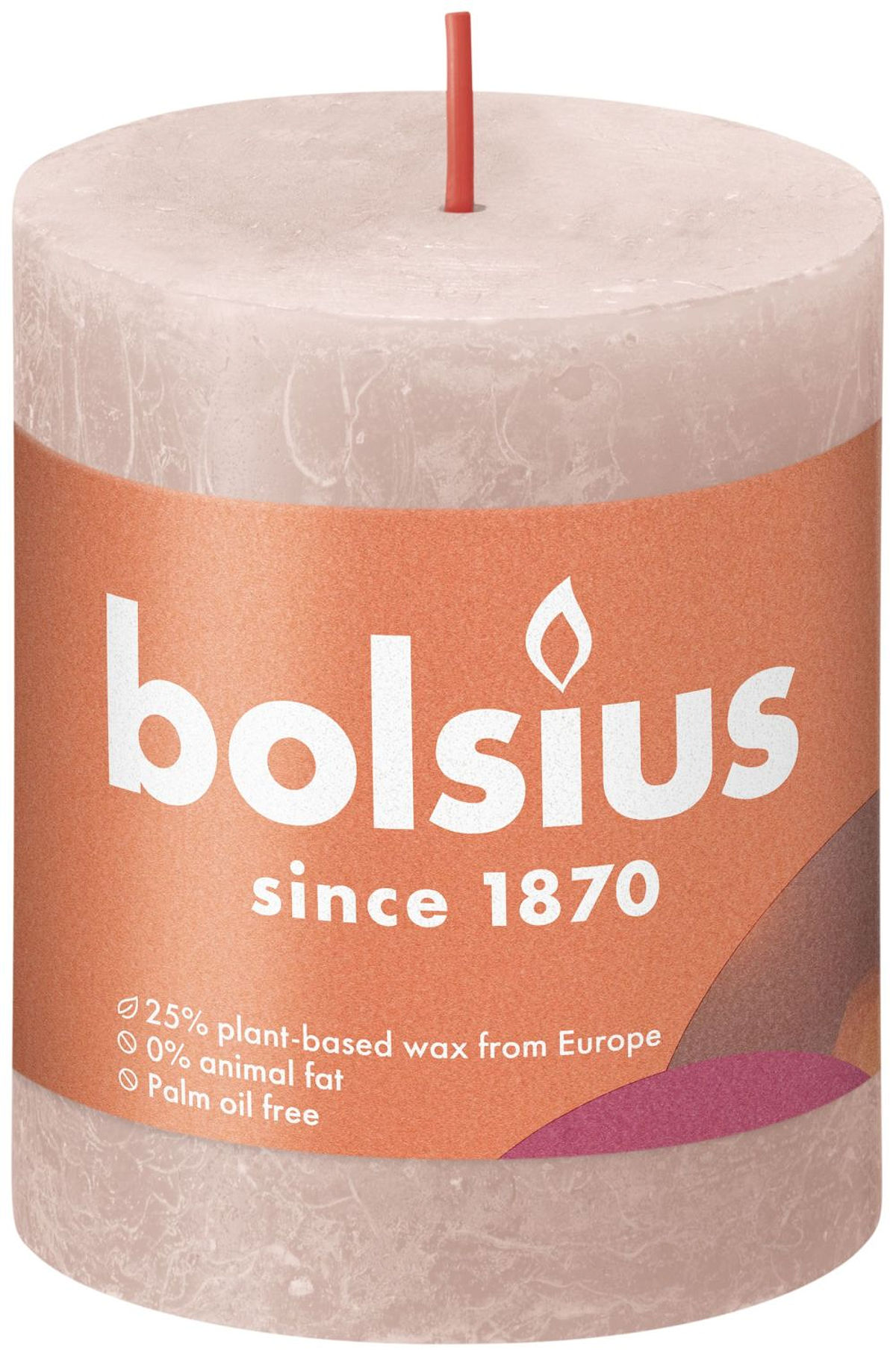 BOLSIUS RUSTIEKE KAARS 8 CM  MISTY ROZE - 8717847142856 - 533221