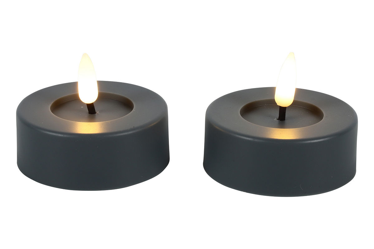 LED THEELICHT MAXI GRIJS 2 STUKS - 8718318121783 - 535999