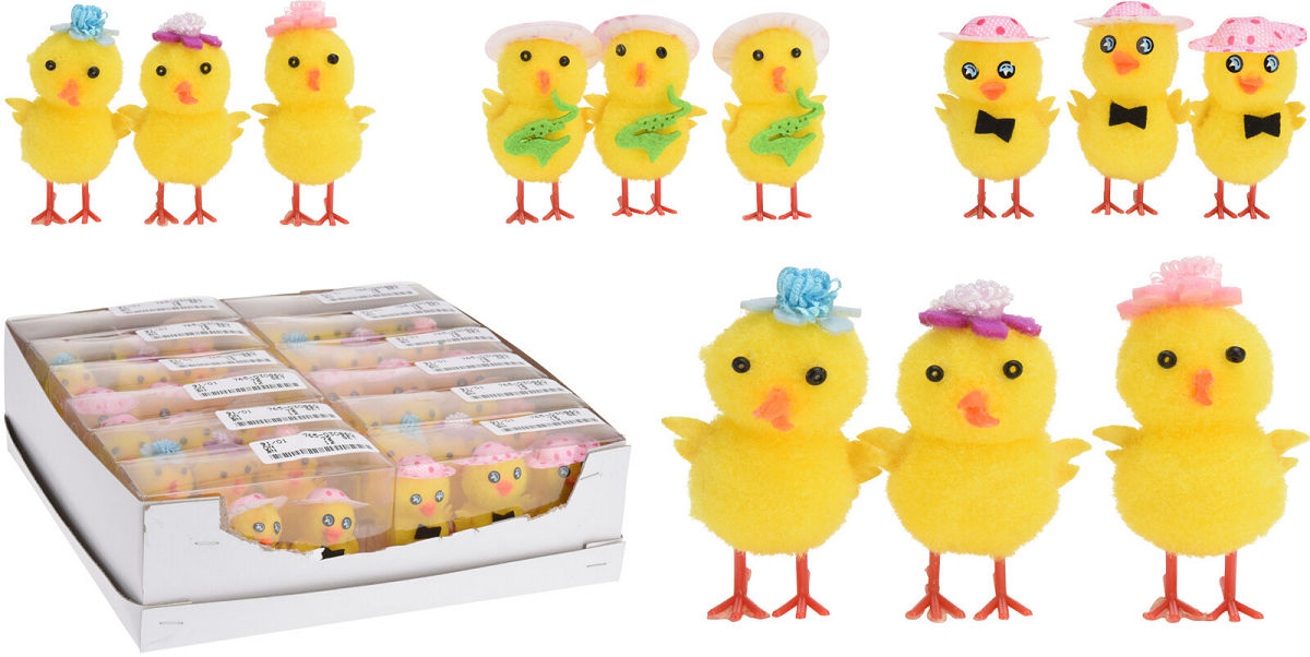 PAAS KUIKENTJE MET HOED 5 CM SET A 3 ST - 8720573158329 - 346050