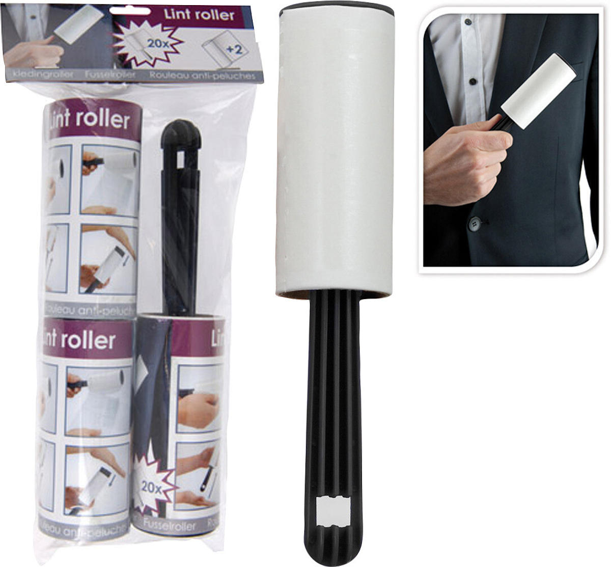 KLEDINGROLLER 20 CM + 2 RESERVE ROLLEN - 8720573209762 - 535095