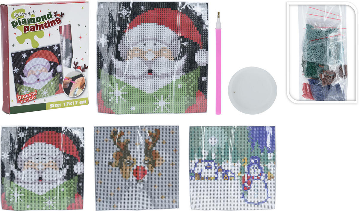 KERST DIAMOND PAINTING 17 X 17 CM 3 ASSO - 8720573288064 - 524294