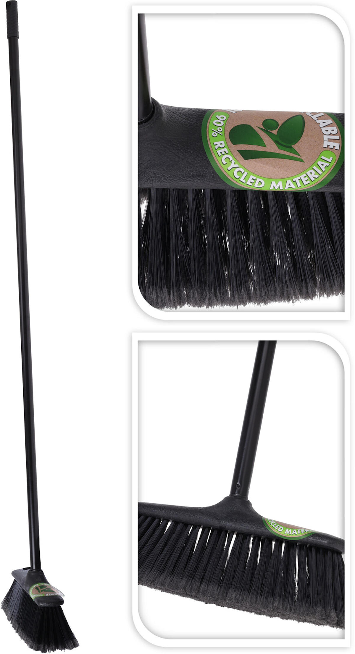 BEZEM MET STEEL ZWART RECYCLED - 8720573447157 - 530875