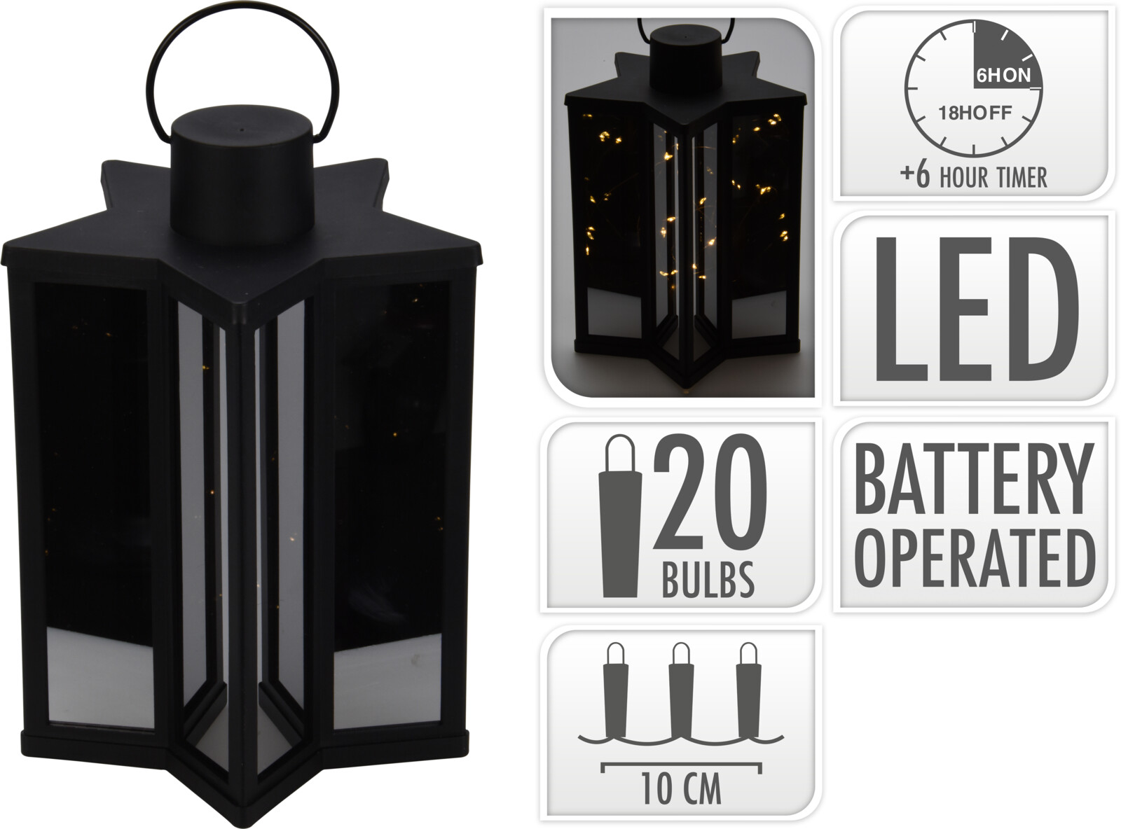 LANTAARN LED 23 CM SPIEGELGLAS - 8720573587716 - 533264