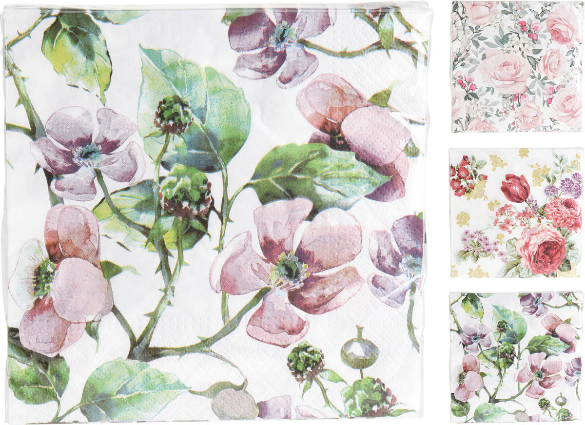 SERVETTEN BLOEMEN 33X33 CM 16 STUKS - 8720573671880 - 514816