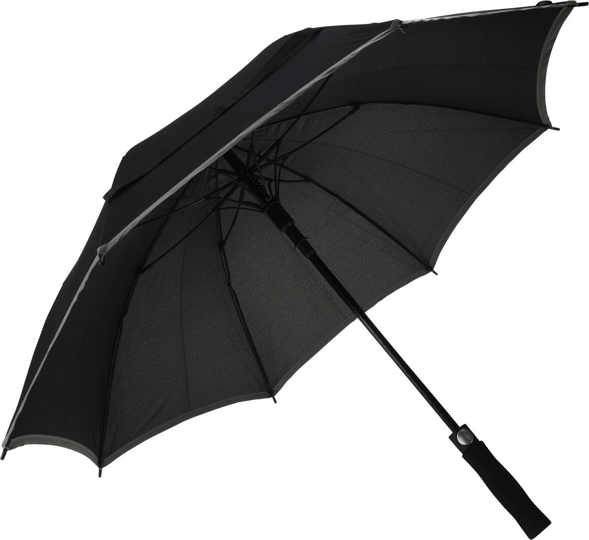 PARAPLU 104 CM ZWART MET GRIJZE RAND - 8720573735827 - 534879