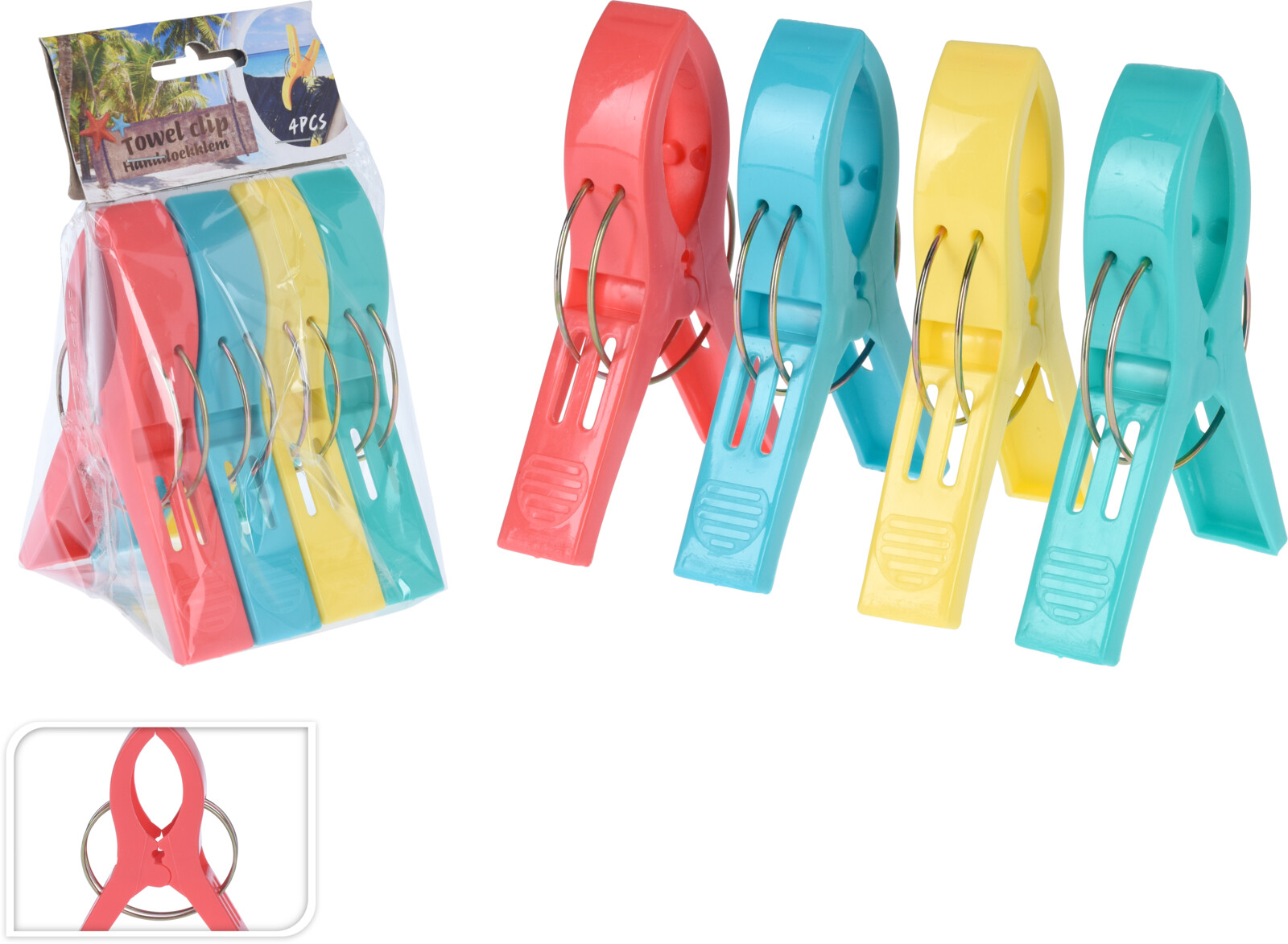 HANDDOEKKLEM SET 4 STUKS ASSORTI KLEUR - 8720573931977 - 513920